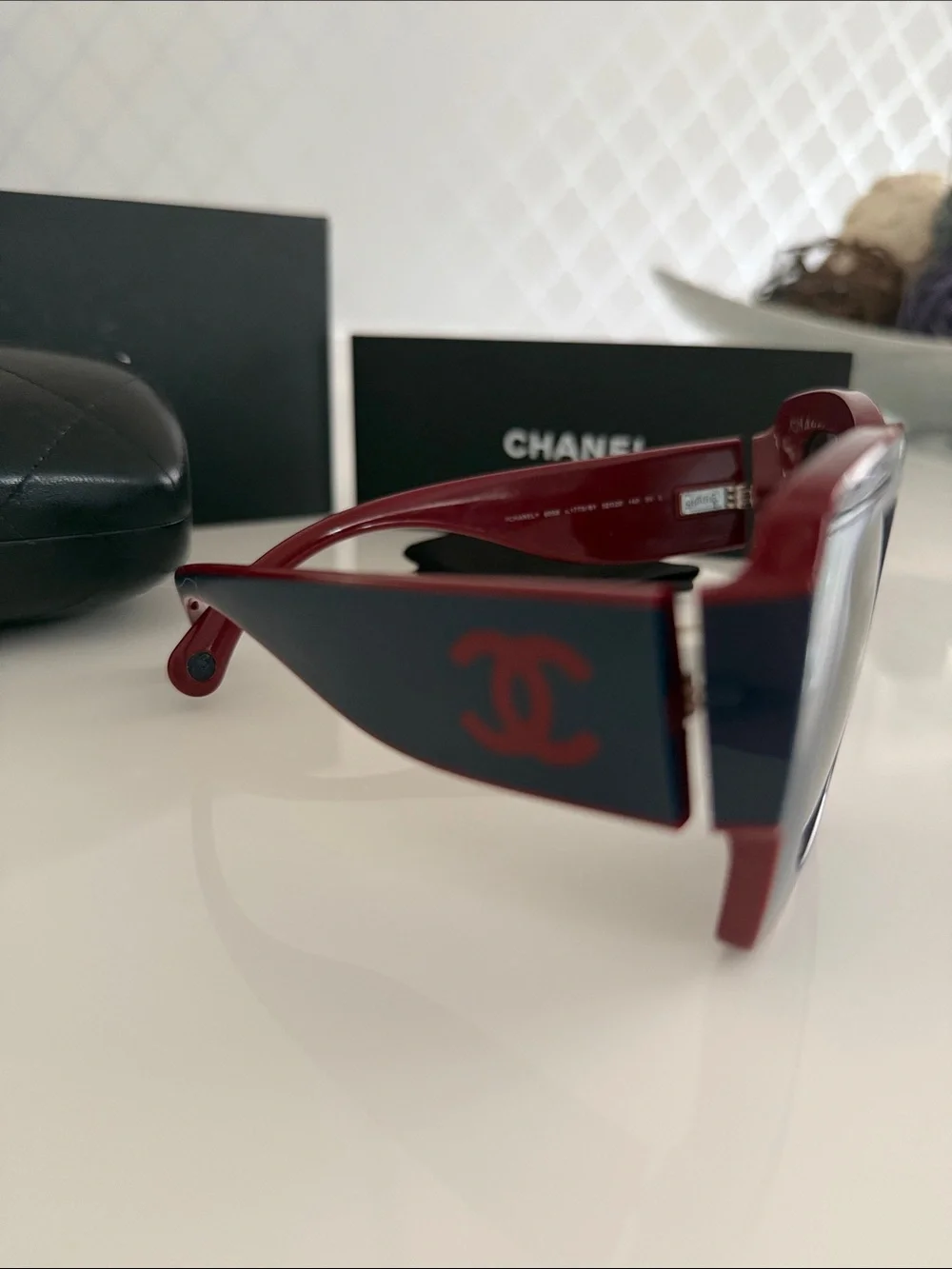 CHANEL Women's Blue & Red Oversized Sunglasses